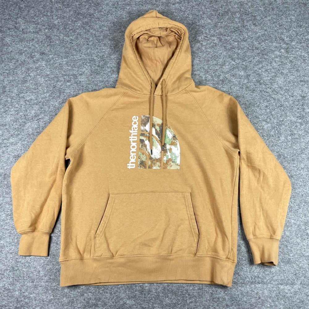 The North Face Hoodie Womens L Tan Camo Half Dome Raglan Fleece Pullover